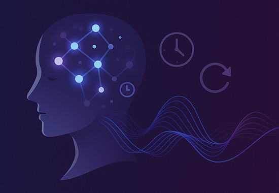 Illustrazione concettuale di una memoria volatile o a breve termine, rappresentata da nodi di dati temporanei o un flusso di informazioni che si resetta.