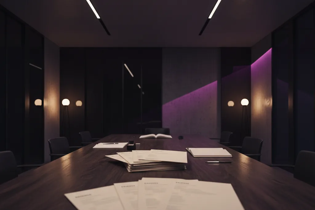 Sala colloqui con tavolo e curriculum
