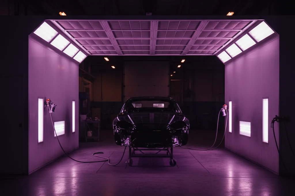 Cabina di verniciatura di una carrozzeria