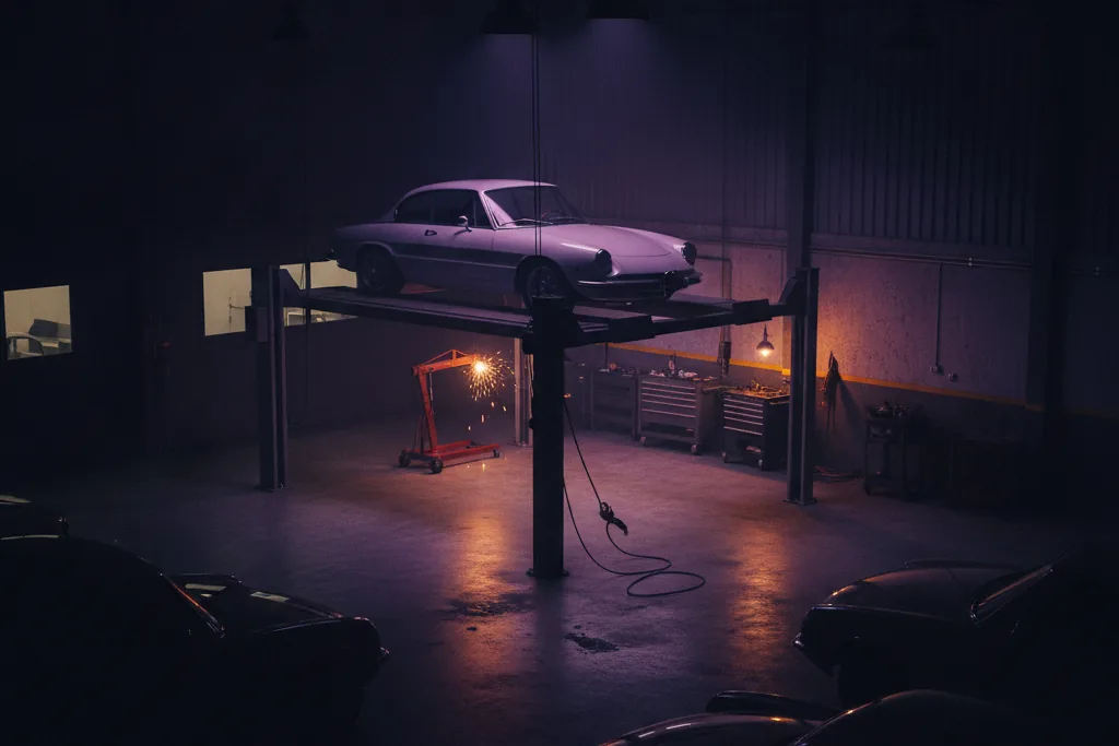Officina meccanica con ponte sollevatore