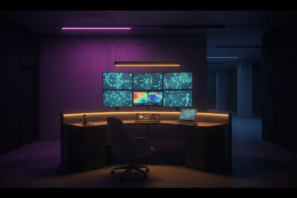 Guardiola di vigilanza con monitor di sorveglianza