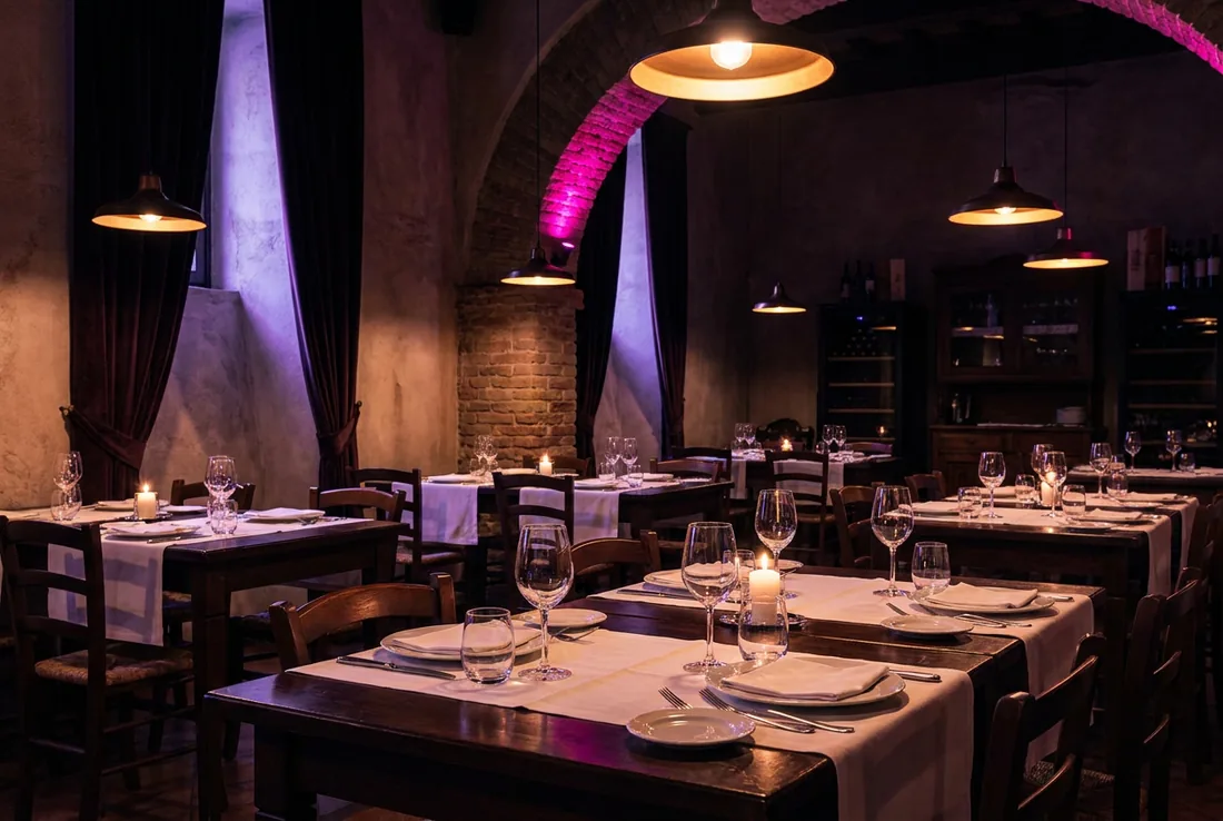 Sala di un ristorante tradizionale apparecchiata