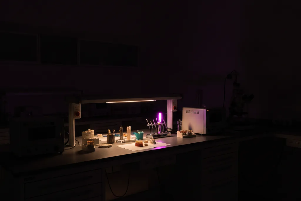 Banco di lavoro di un laboratorio odontotecnico