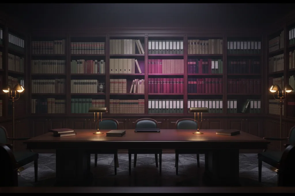 Studio legale con libreria di codici e faldoni