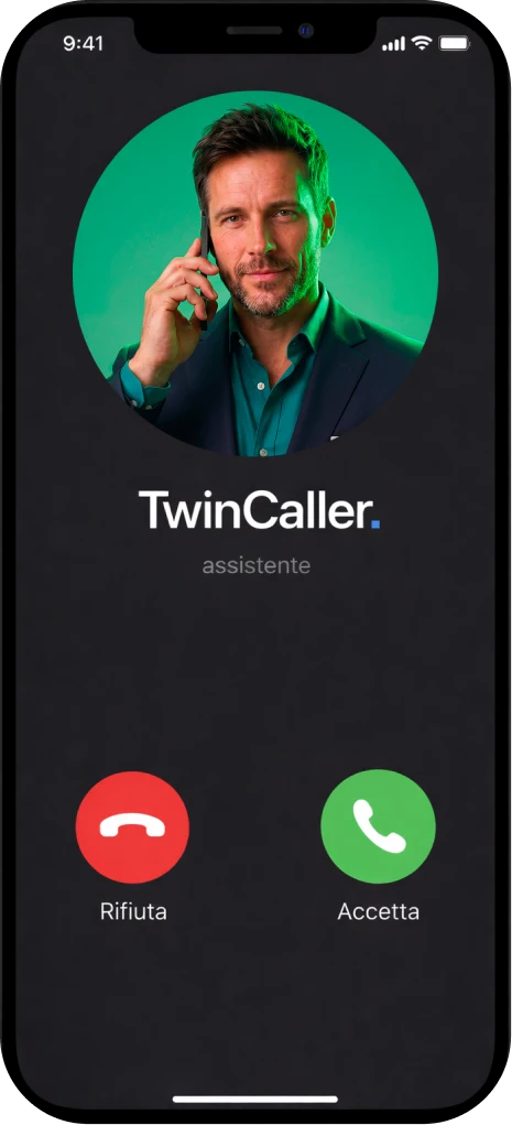 Demo dal vivo di TwinCaller: chiamata in arrivo su smartphone